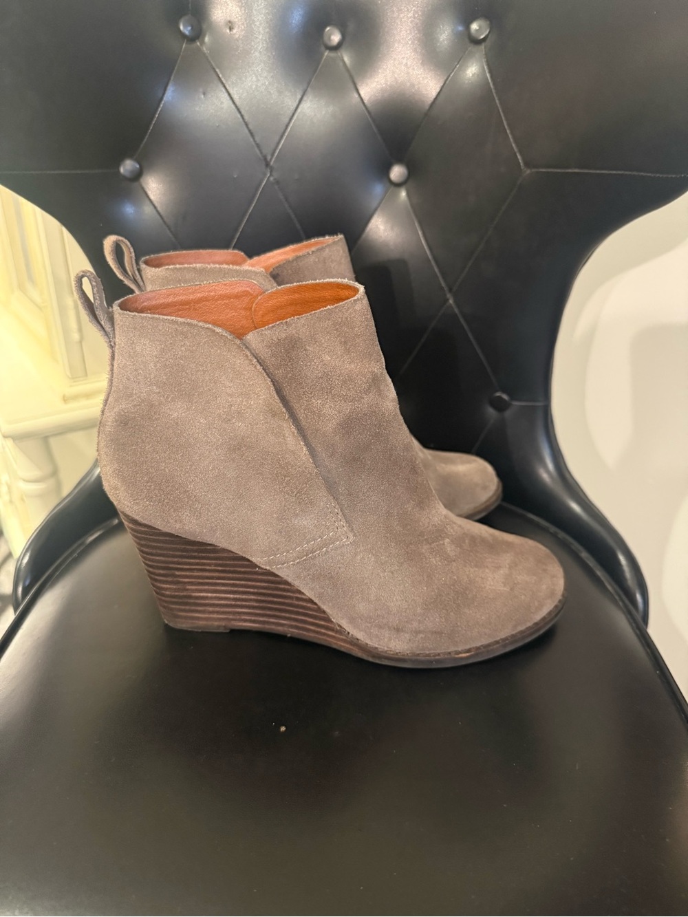 Women’s Suede Lucky Brand Wedge Ankle Boots - Taupe